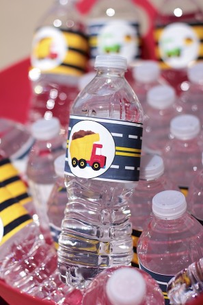 Construction Birthday Water Bottles