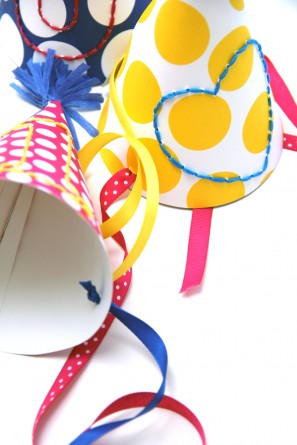 DIY Embroidered Birthday Party Hats
