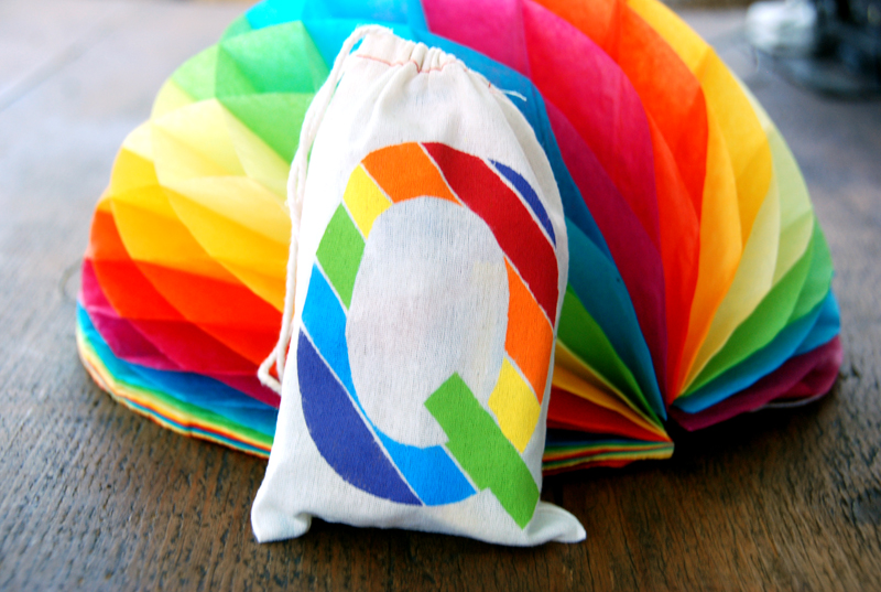 Rainbow Bags DIY Rainbow Freezer Stencil Monogram Favor Bags