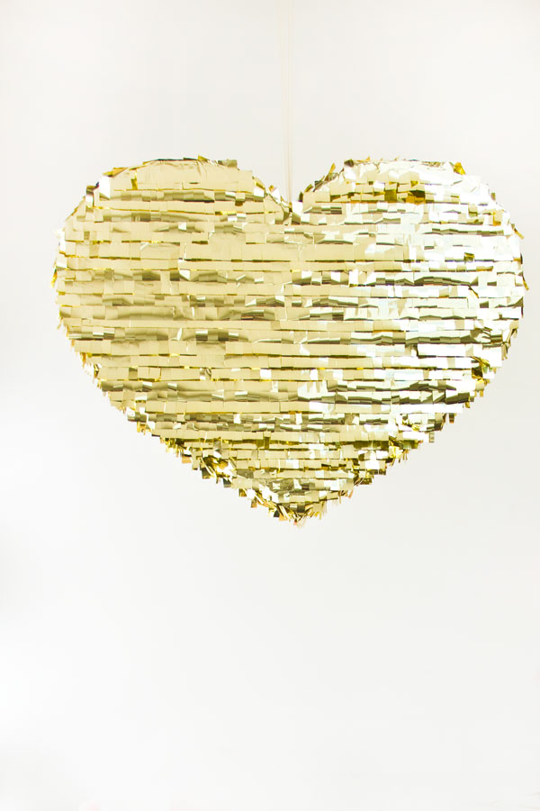 DIY Mylar Fringe Heart Pinata