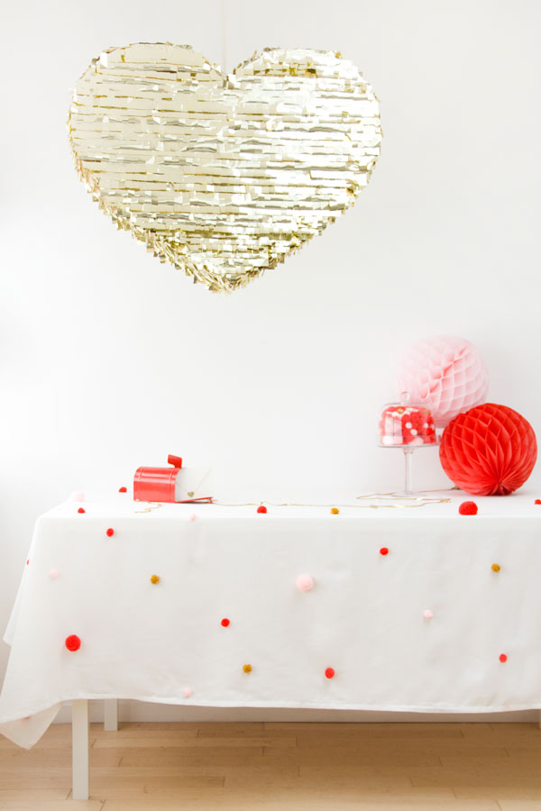 DIY Pom Pom Tablecloth