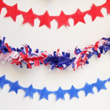 4th of July DIY Decor: Red, White & Blue Star Garland Made from Streamers DIY-Star-Streamers-297x197