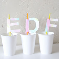 DIY Watercolor Monogram Straw Toppers