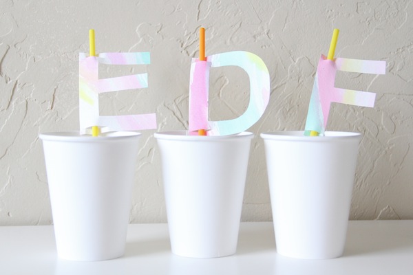 How To Make Watercolor Monogram Straw Toppers