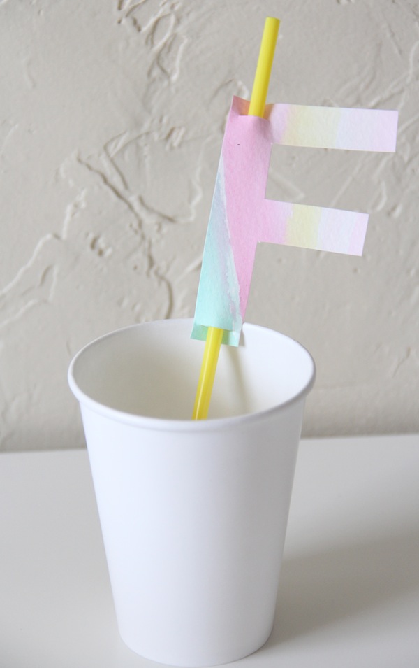 Watercolor Monogram Straw Topper DIY