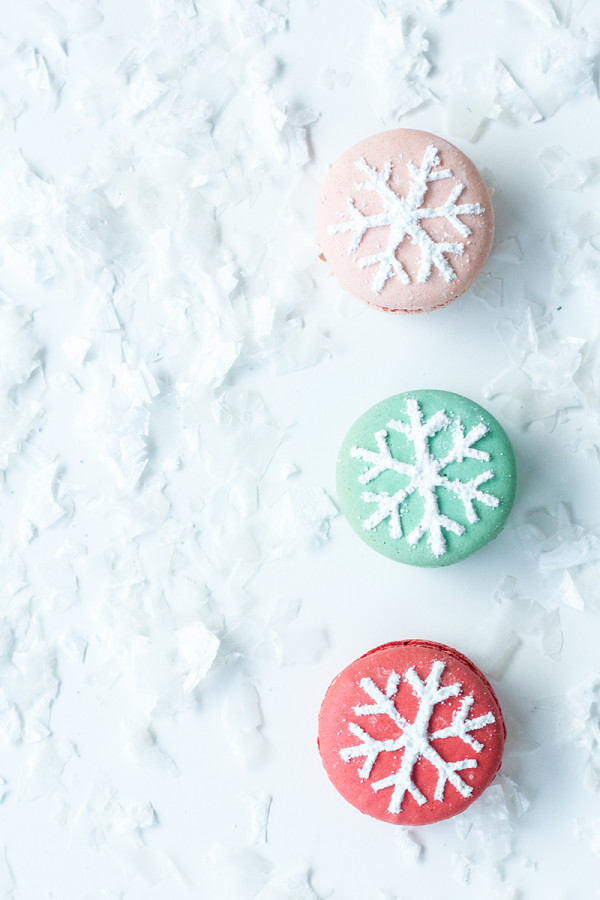 Snowflake Stenciled Macarons Snowflake Stenciled Macarons