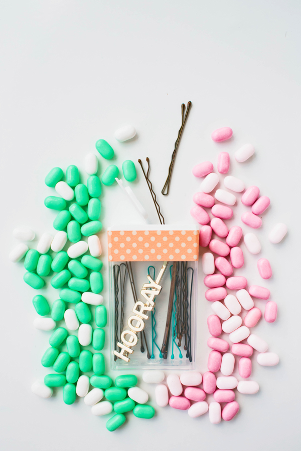 Turn a Tic Tac case into a bobbi pin holder!