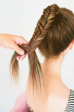 DIY Colorful Fishtail Braid with Hair Chalk