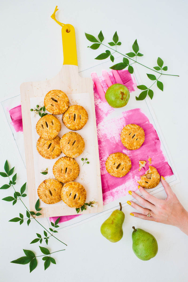 Mini pies on a cutting board