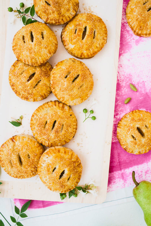 Mini pies on a cutting board