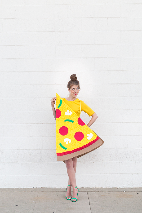 A woman dressed as pizza