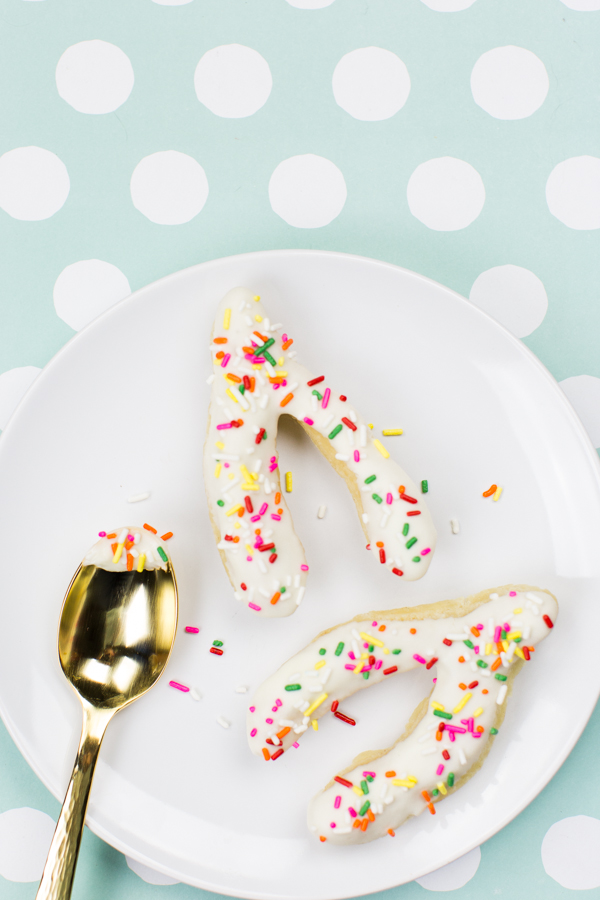 Wishbone donuts with sprinkles