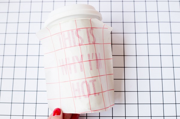 A paper on a cup