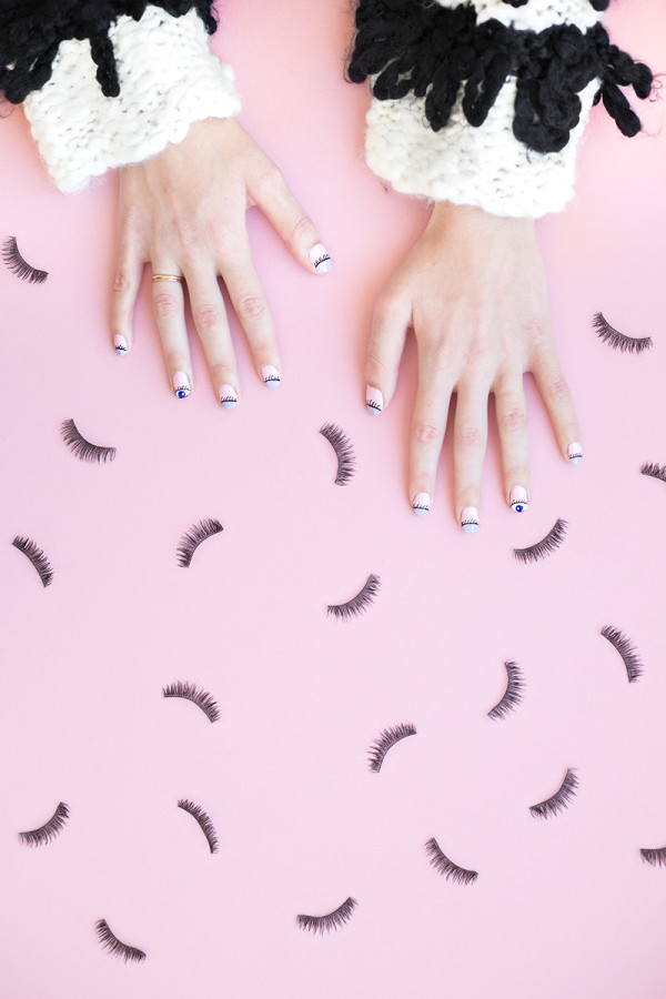 Fake eyelashes on a surface 