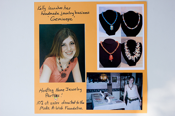 A graphic with words, pictures, and jewelry