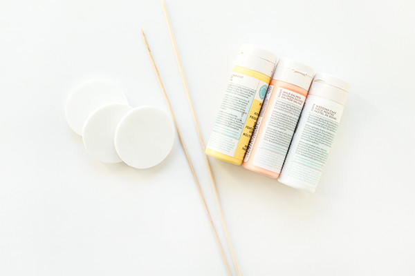 Paint bottles and sticks