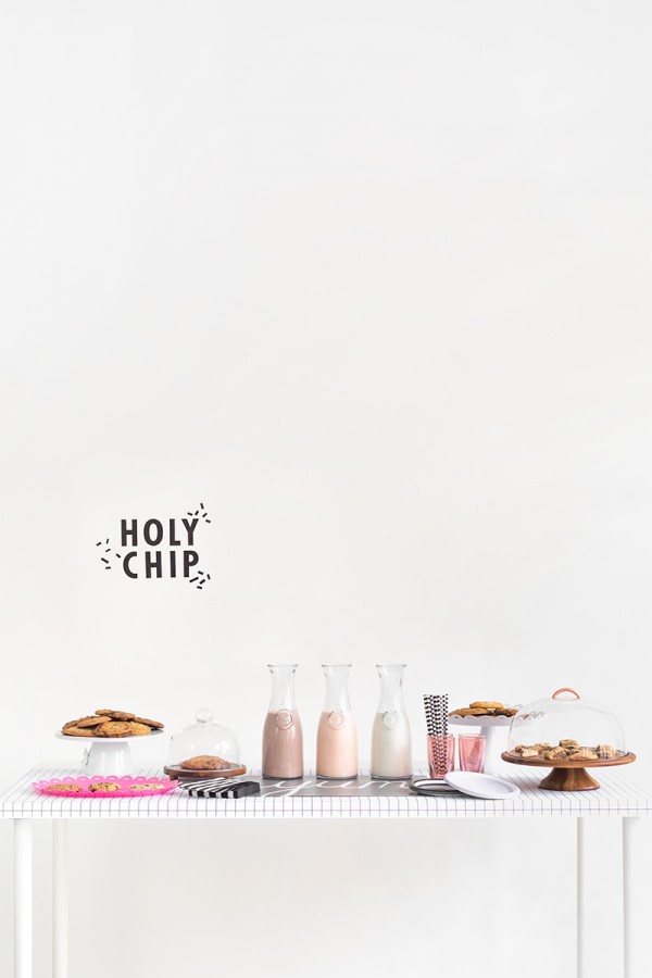 Cookies and milk on a table
