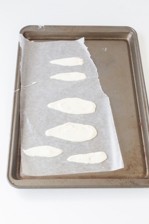White frosting on a tray
