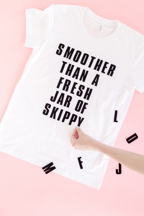 A white t shirt with words on it