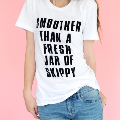 DIY Graphic Tees A woman in a white shirt that has words on it