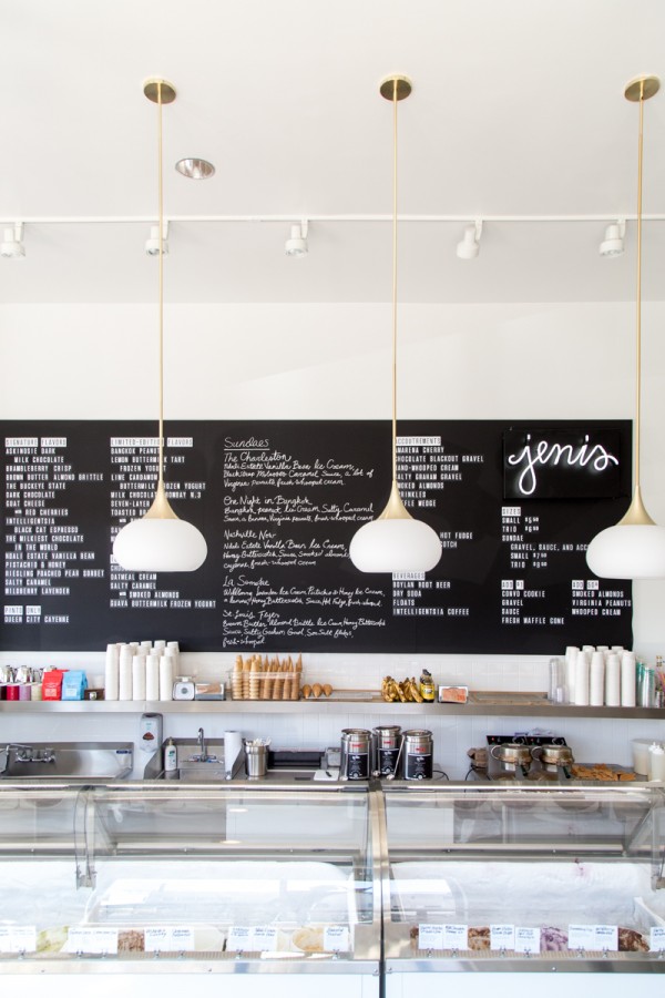 Ice cream store with lights