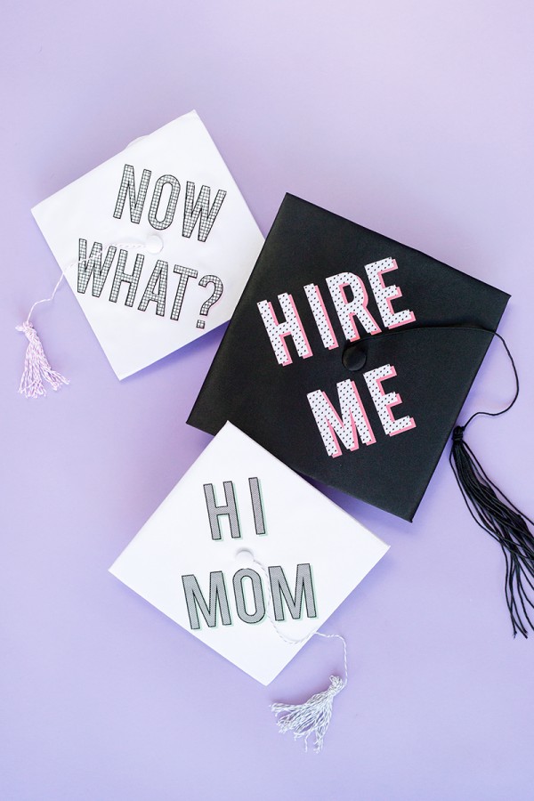 Graduation caps that say things on the top