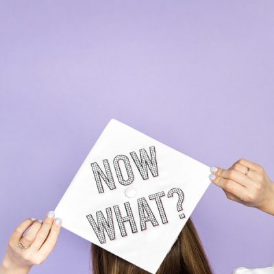 DIY Graduation Cap Messages A graduation cap that says "now what?"