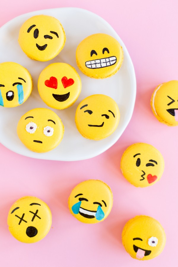 Emoji macaron on a plate