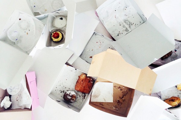 Empty boxes of donuts