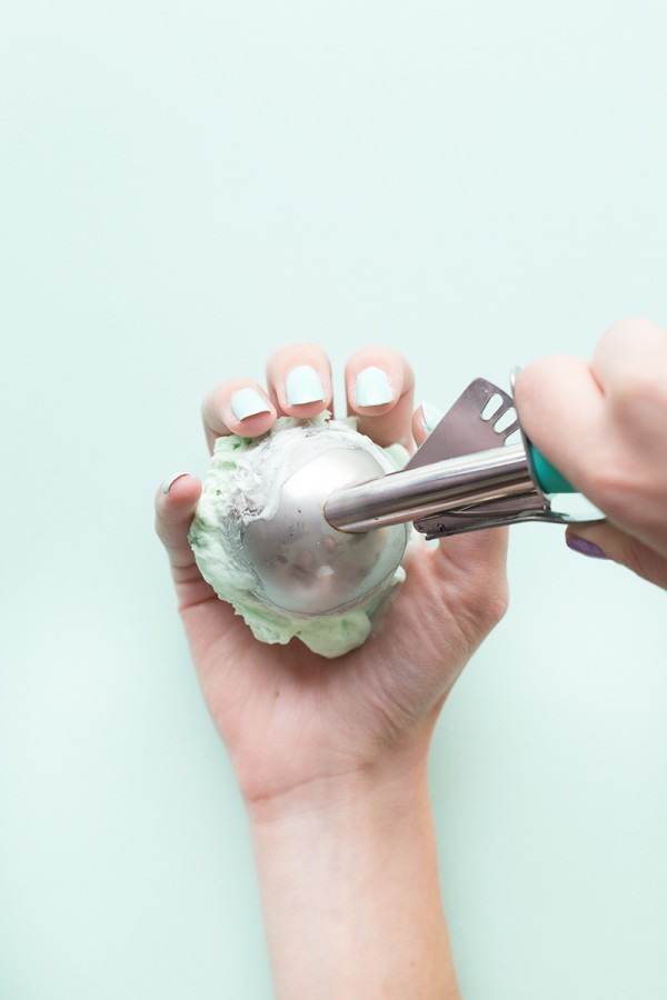 Someone scooping ice cream