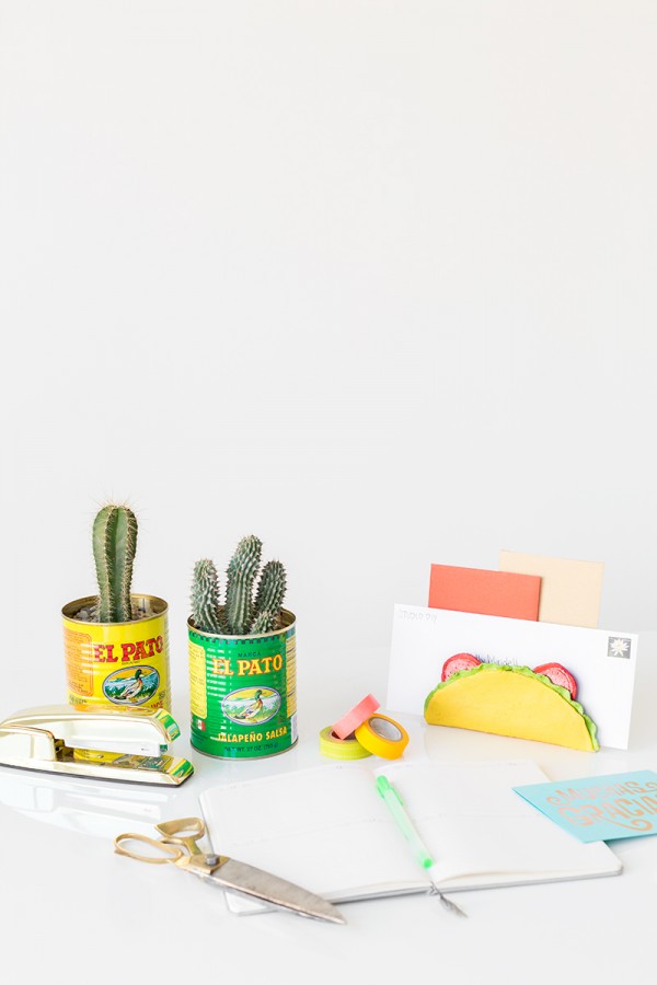 Cactus plants and taco letter holders