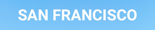 White text in front of blue background