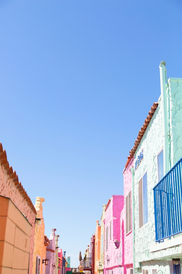 The top of colorful buildings 