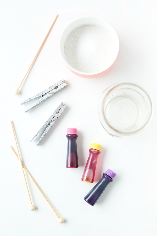 Clips and food coloring