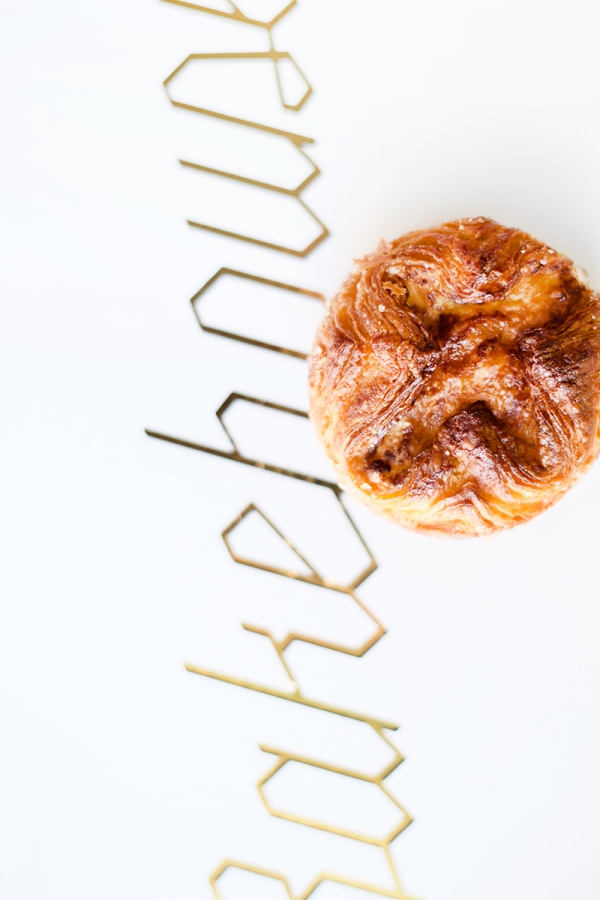 A pastry and lettering