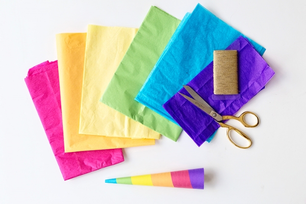 Rainbow paper and scissors