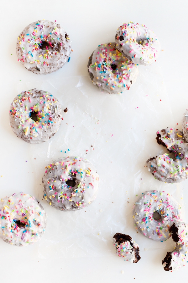 Stack of chocolate cake donuts