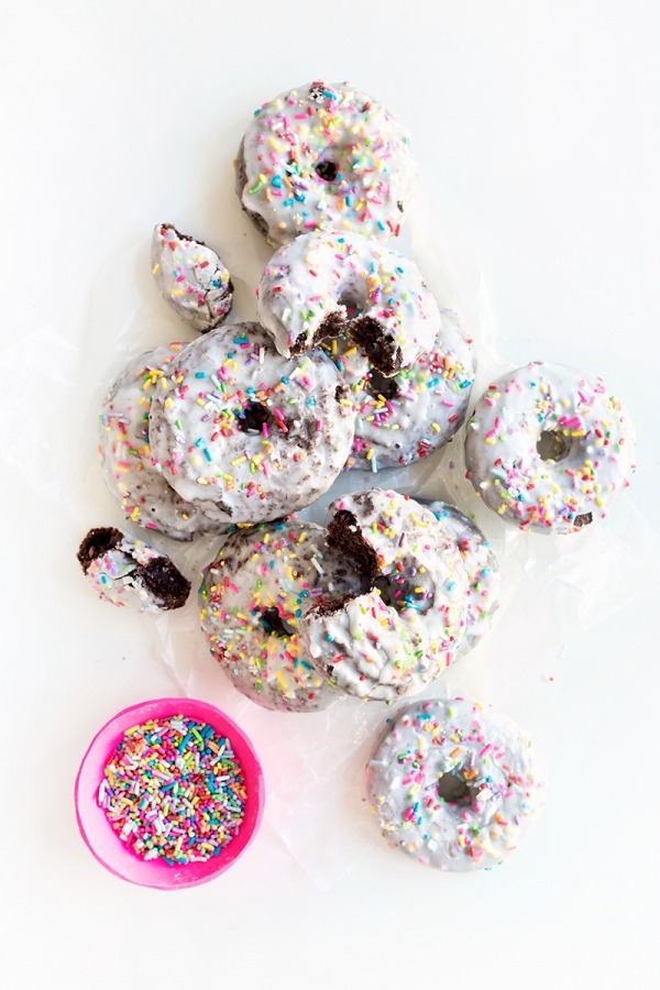 Stack of chocolate cake donuts
