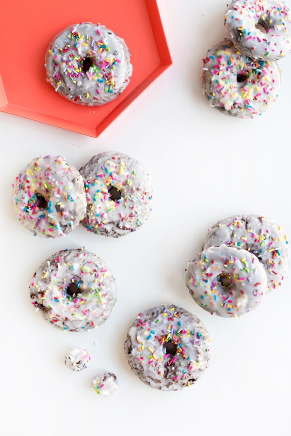 Stack of chocolate cake donuts