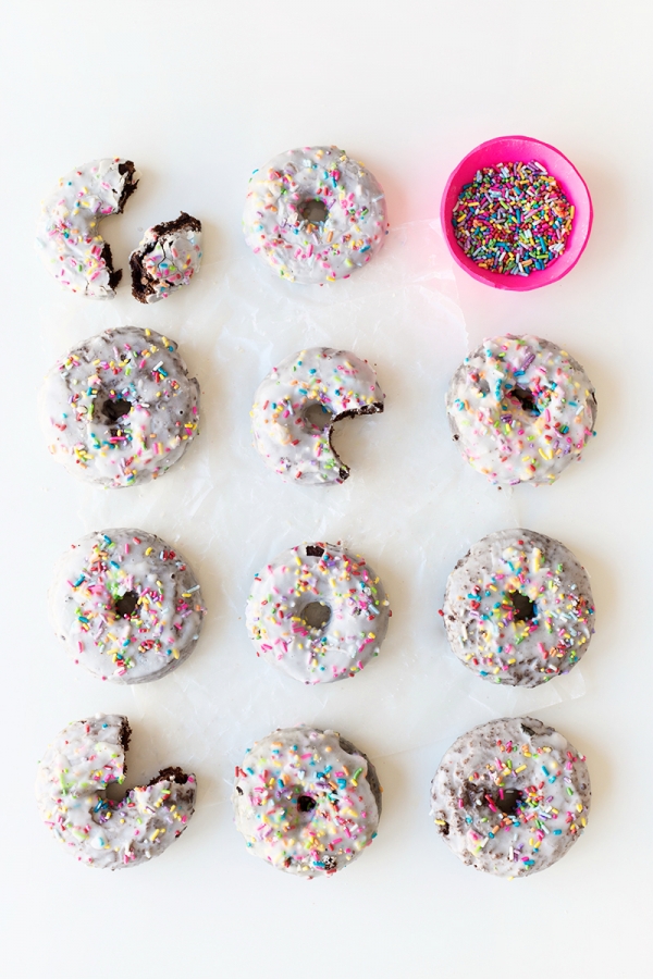 Stack of chocolate cake donuts