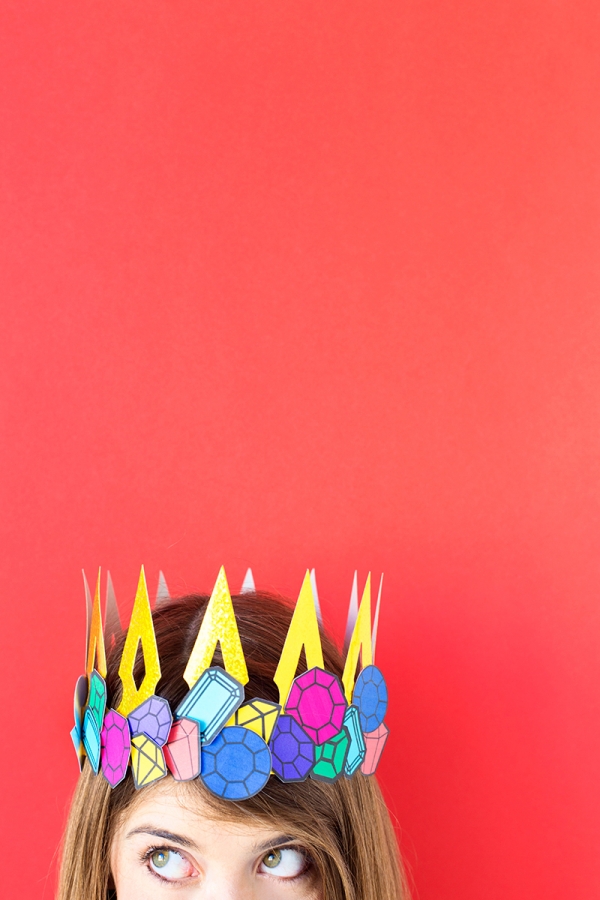 Someone wearing a paper crown 