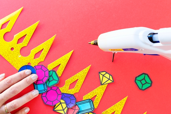 Glue gun and paper crown 