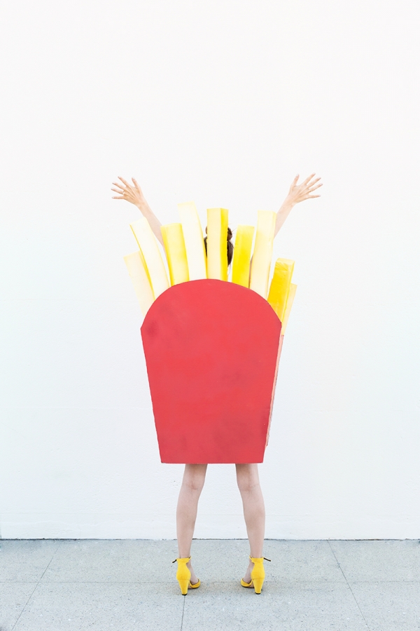 A woman in a fry costume