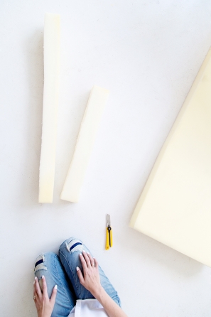 White styrofoam and an exacto knife