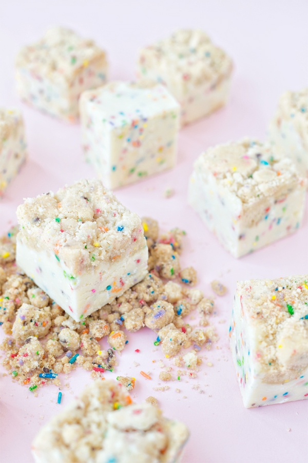 Cake slices and crumbles