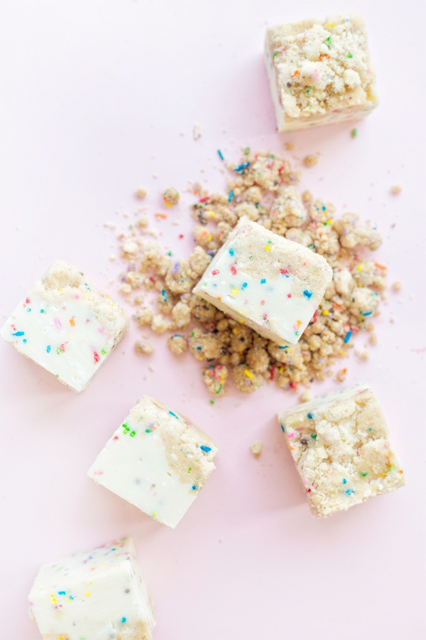 Cake slices and crumbles.
