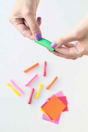 Colorful styrofoam and paper