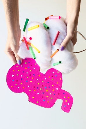 Cotton with colorful paper and a pink paper cut out