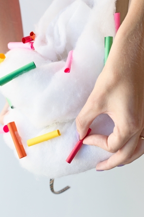 Cotton and colorful paper pieces