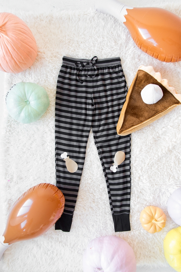 Stripped pants and pillows